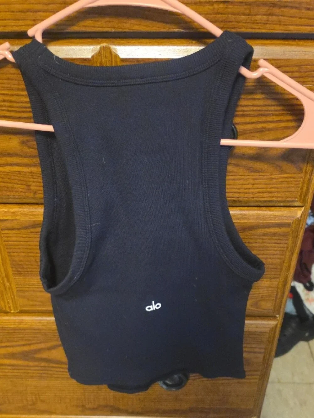 ALO Yoga Black Ribbed Tank Top — Scoop Neck